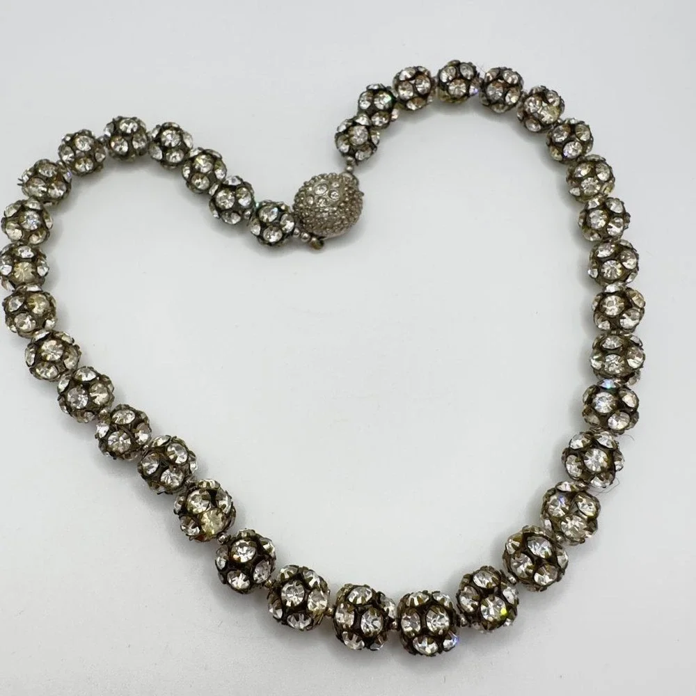 Vintage Rhinestone Necklace Disco Ball Style 16